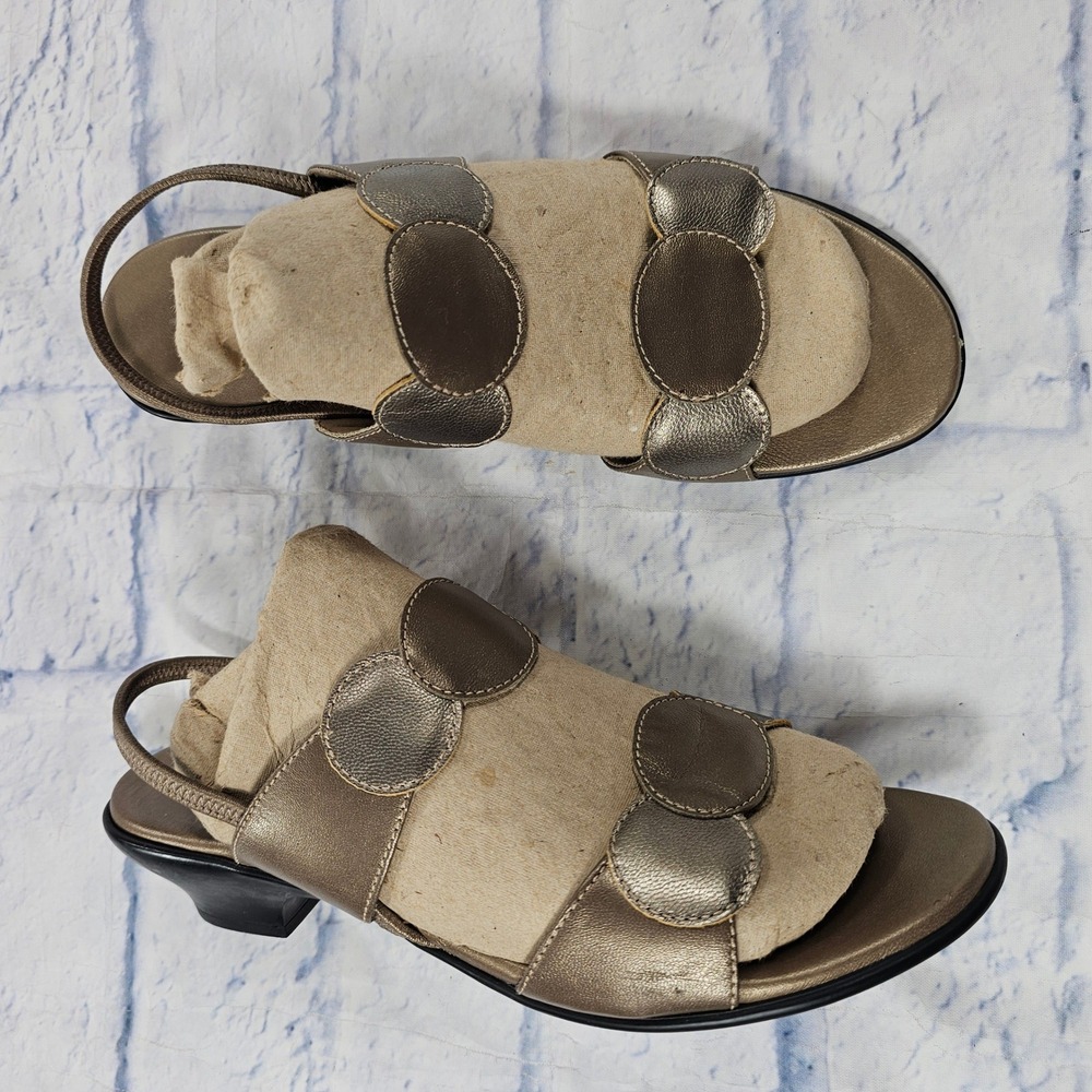 Munro American Slingback Sandals Womens 8.5 Bronze Metallic Heel Circle Strap